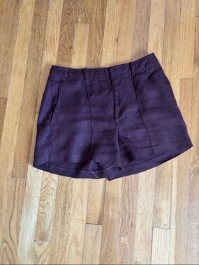 Madewell High-Rise Linen-Blend Shorts in Chocolate Brown